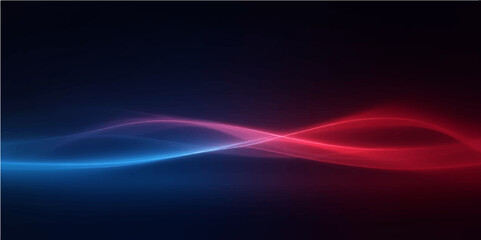 Abstract blue background with flowing light waves and colorful digital patterns