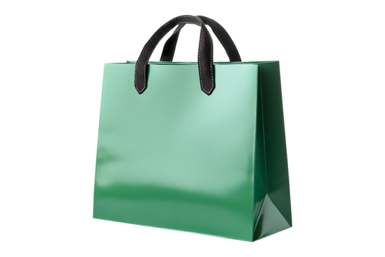 Green shopping bag isolated on a transparent background