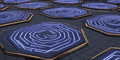 Futuristic macro texture showing metallic nano-structure with glowing micro-nodes, evoking AI design, precision tech, and abstract digital surfaces.