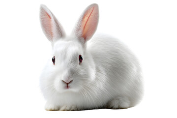 Obraz premium White rabbit with red eyes and smooth fur isolated on transparent background