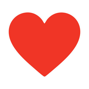 Simple red heart symbol on white background, representing love, passion, romance, affection, and care in minimalist vector design.

