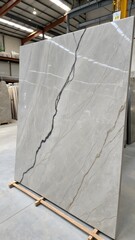 Neutral greige marble adorned by one slender charcoal vein&mdash;tranquil elegance ideal for spa, interior, or branding backgrounds.
