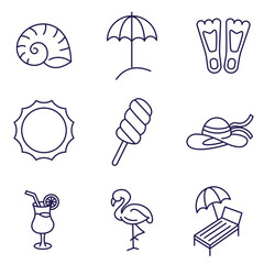 set of Summer Line Vector Icon