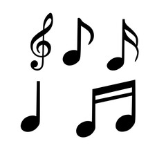 Set of Music Notes and Key Symbols. Simple Music Icons Vector Illustration