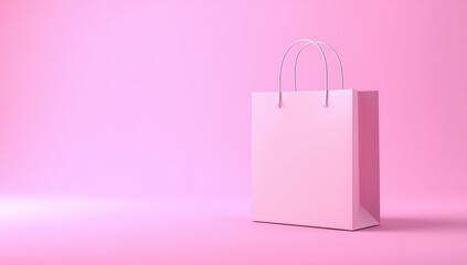 Pink shopping bag on a pink background
