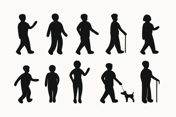 Silhouettes of Diverse People Walking A Collection of Walking Poses