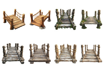 Beautiful Wooden Bridges and Pathways for Scenic Backgrounds and Landscapes