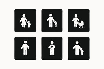 Family Icon Set Diverse Illustrations of Parents and Children