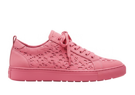 Pink lace sneaker fashion footwear casual style isolated on transparent background