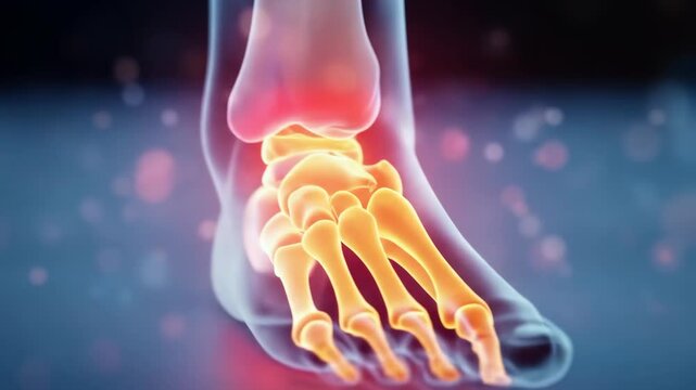 Detailed 3 d illustration of human foot anatomy highlighting foot bones and ankle ideal for medical educational materials