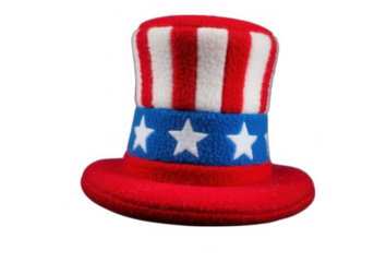 American patriotic hat with stars and stripes isolated on transparent background
