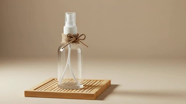 Clear spray bottle with natural decoration