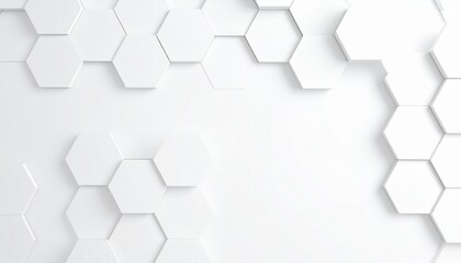 六角形のモダンデザイン / シンプルなホワイトパターン / 幾何学的な立体感