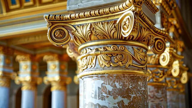 Ornate Gold and Marble Columns: Architectural Grandeur