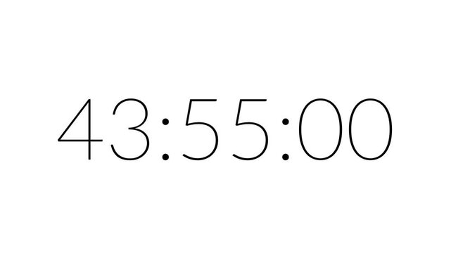 Modern countdown timer from 44 minute to 43 minute on white background suitable for presentations, productivity, educational content, and more