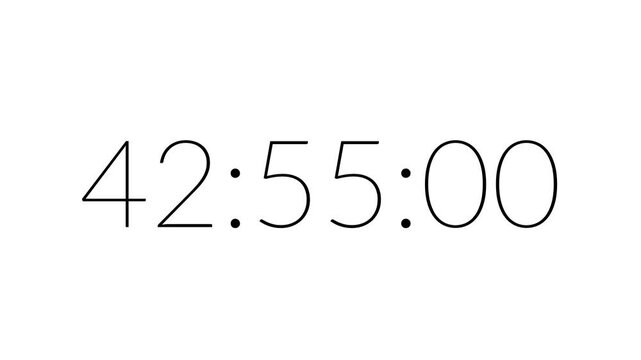 Modern countdown timer from 43 minute to 42 minute on white background suitable for presentations, productivity, educational content, and more