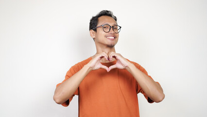 He is smiling and he is happy