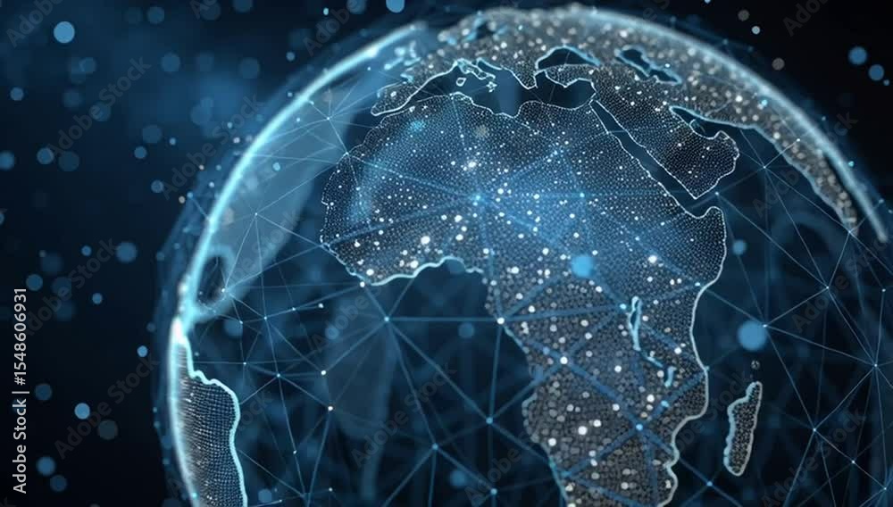 Poster digital earth globe and data technology background with network connection, digital identity style i