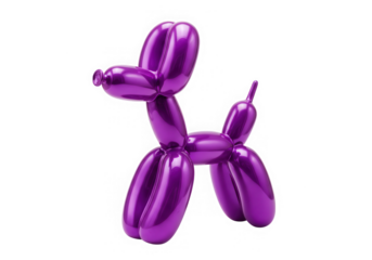 Purple balloon dog animal party decoration isolated on transparent background