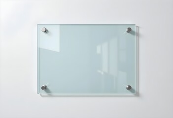 Minimalist Modern Glass Board with Silver Metal Standoffs Mounted on White Wall
