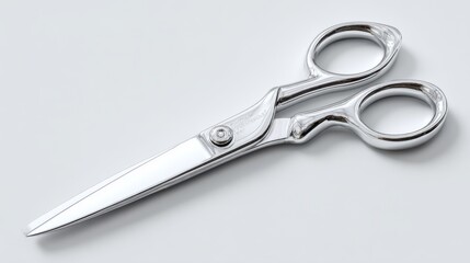 Obraz premium Pair of shiny silver scissors with a black handle. mochup-3D-isolate-background