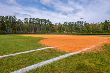Baseball field with scoreboard background
