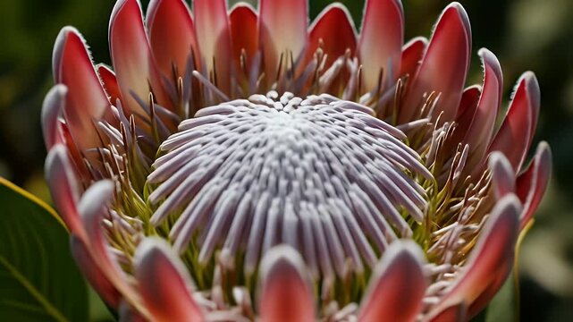 Close-up of a vibrant king protea flower