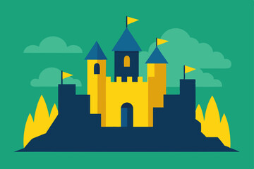 Fototapeta premium Majestic Fairytale Castle Illustration A Charming Digital Design