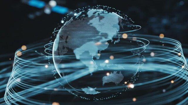 Modern digital globe visualizing global interconnections and connectivity