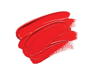 Red artistic paint and lipstick express love and beauty on white silk fabric