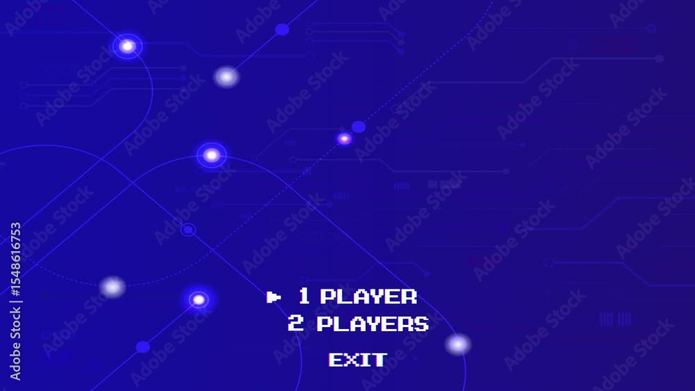 Poster Start new game with player selection or exit. Modern trendy game background with lighting effect. Circuit background.
