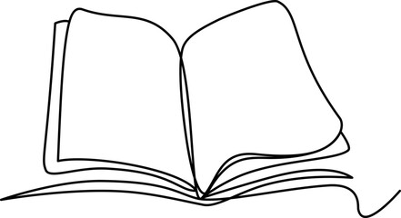 Book Opening Page One Line Drawing Continuous Educational Concept