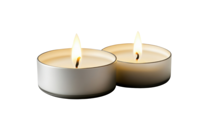 tea light candle on white background