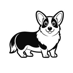 Fototapeta premium Black and white vector illustration of a dog, isolated on a white background.