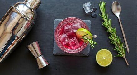 Crimson Cocktail Creation: Aromatic Rosemary & Citrus Infusion, Stirring Sophistication and Vibrant Taste, Perfect for Upscale Events & Relaxing Moments