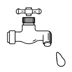 Water-saving Tap with Sensor Icon – Minimalist Line Art
 faucet with water drop