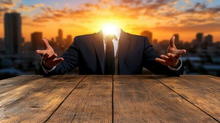 Sunset Cityscape Businessman Concept