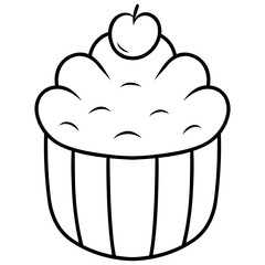 cupcake with cherry vector icon