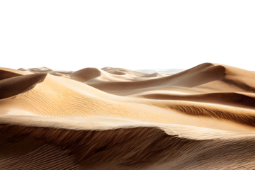 Dramatic desert landscape with flowing sand dunes isolated on transparent background