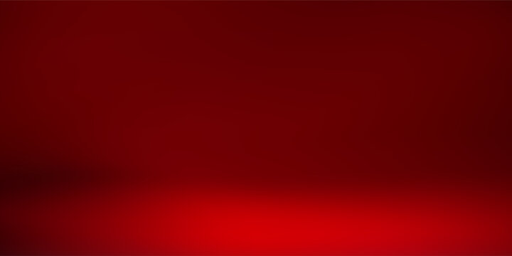 Red studio background. Abstract limbo podium studio room. Dark red gradient wall floor and spotlight scene. Showcase, promotion display. Vector stage mockup illustration