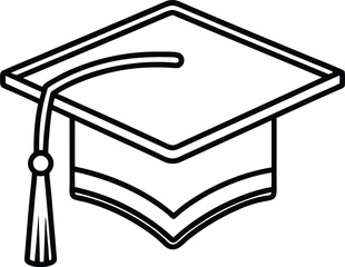 Graduation cap and diploma vector icon representing academic achievement and success in education