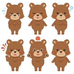 クマのキャラクターイラスト　表情セット