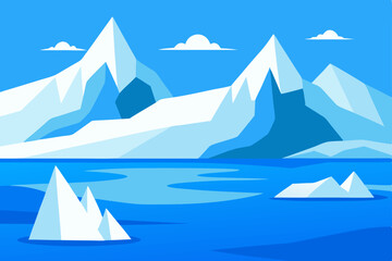 Arctic Landscape Serene Mountains and Floating Icebergs