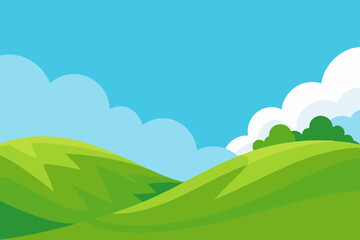 Fototapeta premium Majestic mountain landscape with green meadows, a clear sky, and summer clouds