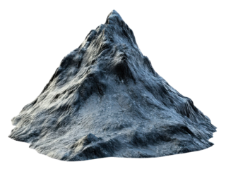 Realistic 3d render of a snowy mountain peak isolated on transparent background