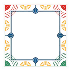 Vibrant Frame of Elegance: A striking symmetrical frame showcasing an intricate design, with concentric circles and geometric accents, creating a balanced composition.