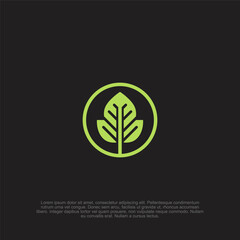 Elegant and contemporary minimalist leaf icon in a circle, capturing growth, sustainability, or a natural brand identity, set against a sleek dark background for contrast