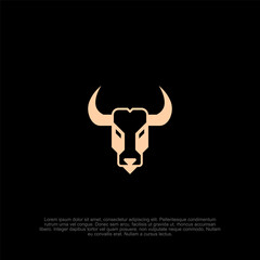 Geometric Bull Head Logo on Dark Background, Symbolizing Strength and Determination Through Stylized Design, Representing Corporate Power and Brand Identity with Minimalist Elegance
