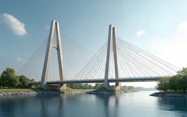 Fototapeta premium Modern Architectural Bridge Structure. High quality