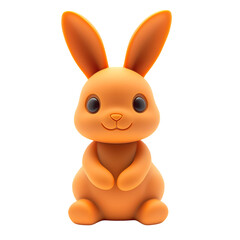 Obraz premium Orange rubber bunny with large eyes and ears isolated on white or transparent background